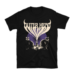 Outer Head - Catdemonium (Cream/Purple) T-Shirt - Black
