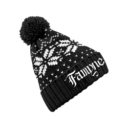 Famyne - Embroidered Logo Winter Beanie - Black/White