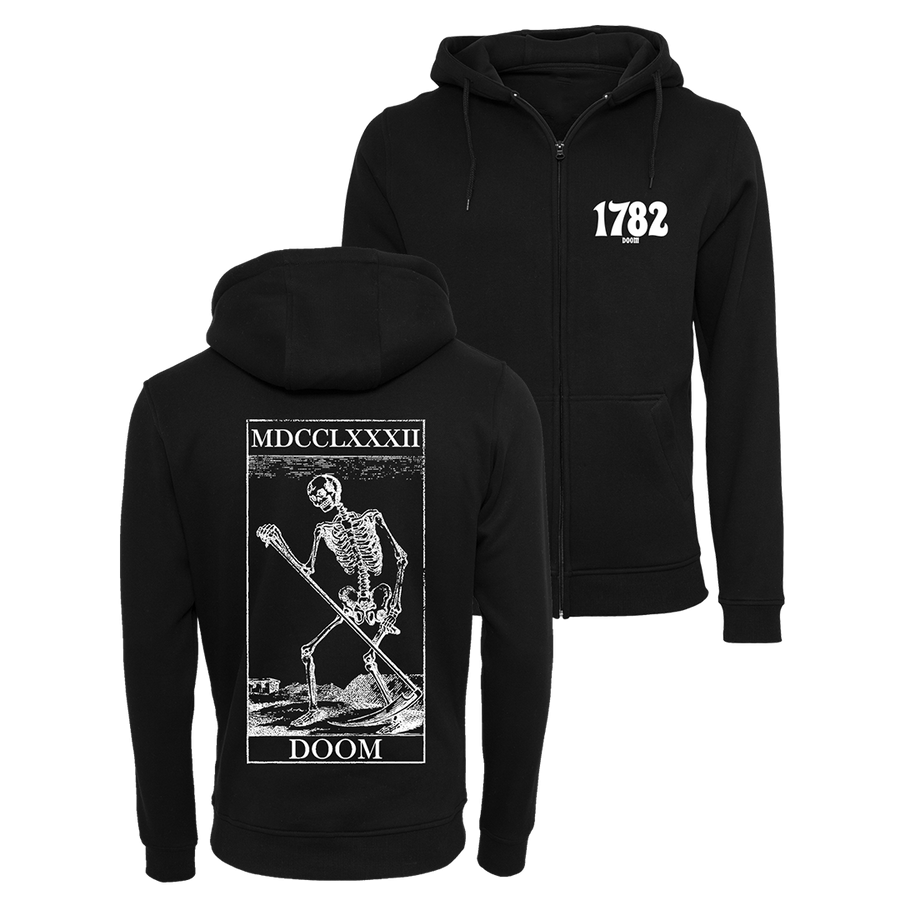 1782 - Doom Tarot White Logo Zip Hoodie - Black