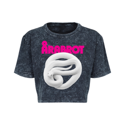 Arabrot - Coiled Serpent Acid Wash Women's Crop T-Shirt - Black