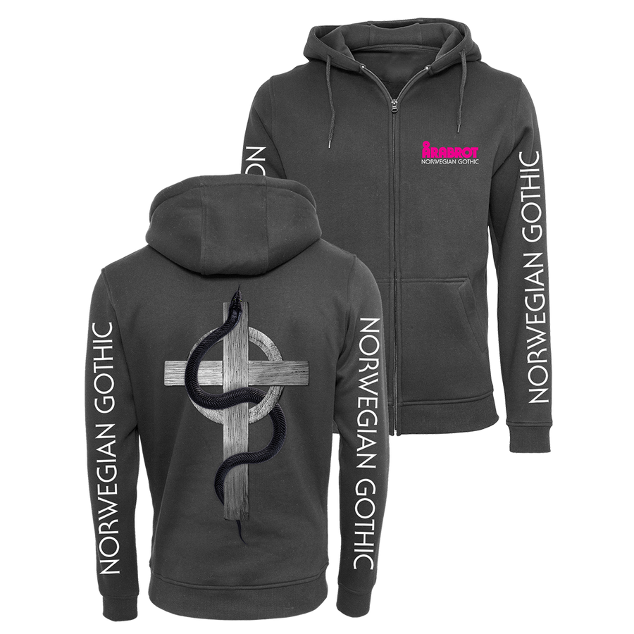 Arabrot - Serpent & Cross Zip Hoodie - Charcoal