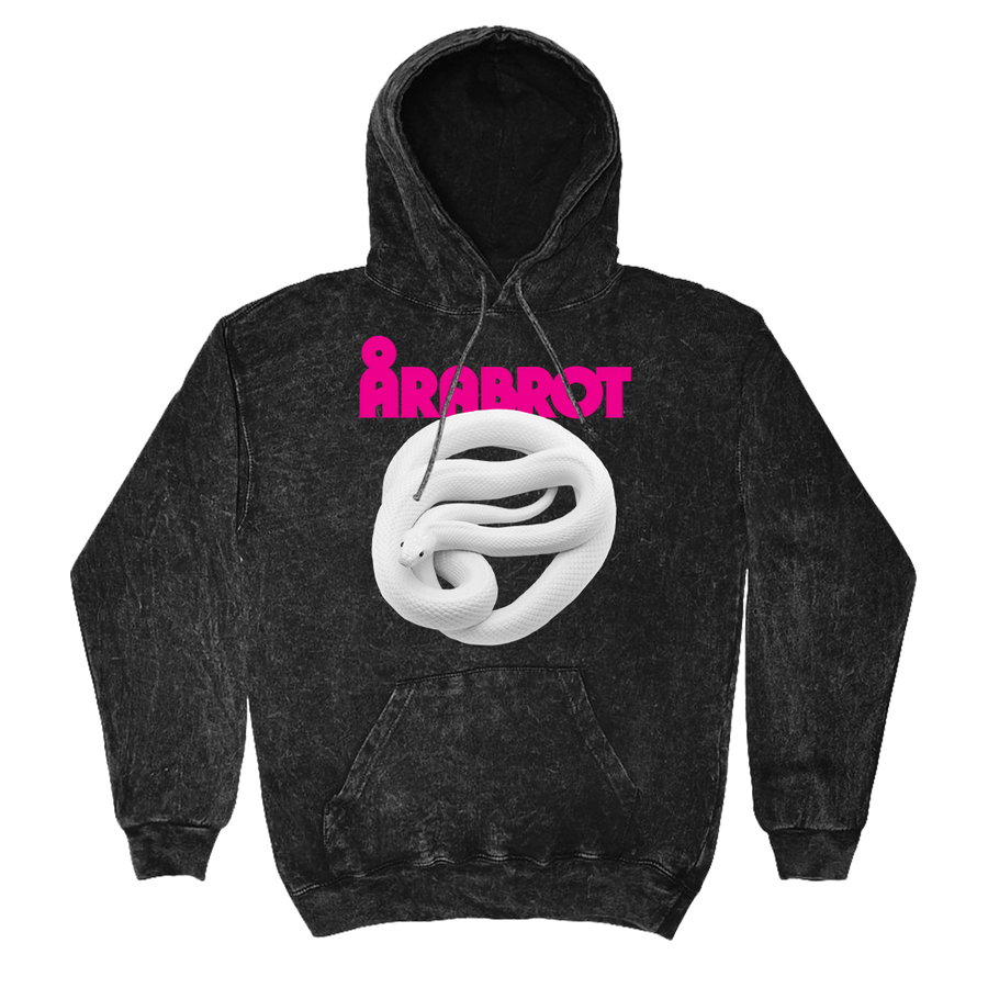 Arabrot - Coiled Serpent Acid Wash Pullover Hoodie - Black