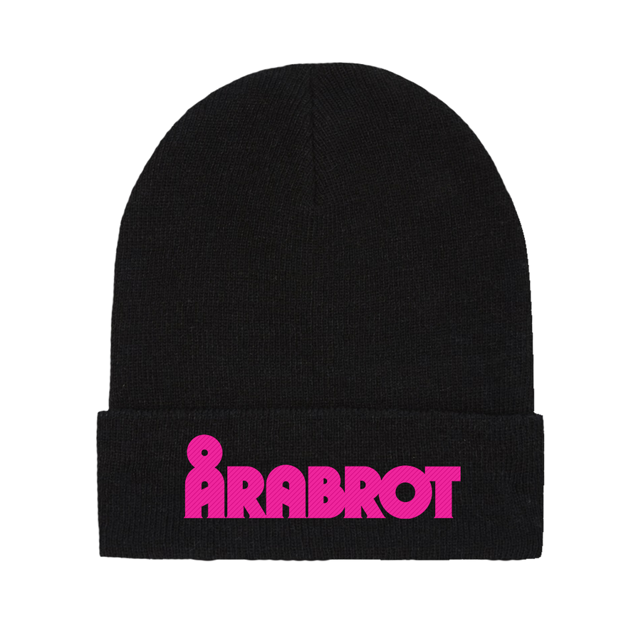Arabrot - Embroidered Pink Logo Beanie - Black