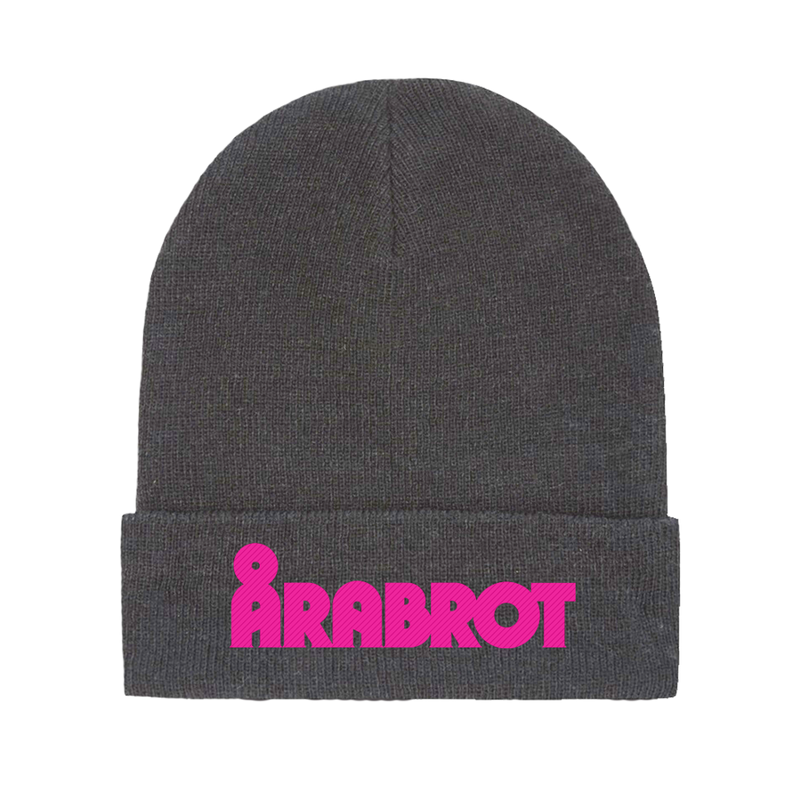 Arabrot - Embroidered Pink Logo Beanie - Chacoal
