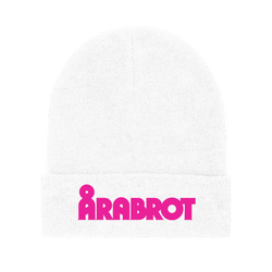 Arabrot - Embroidered Pink Logo Beanie - White