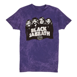 Black Sabbath - Band & Logo Acid Wash T-Shirt - Purple