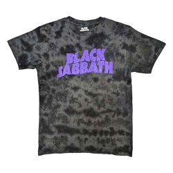 Black Sabbath - Wavy Logo Acid Wash T-Shirt - Grey