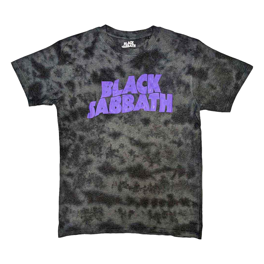 Black Sabbath - Wavy Logo Acid Wash T-Shirt - Grey