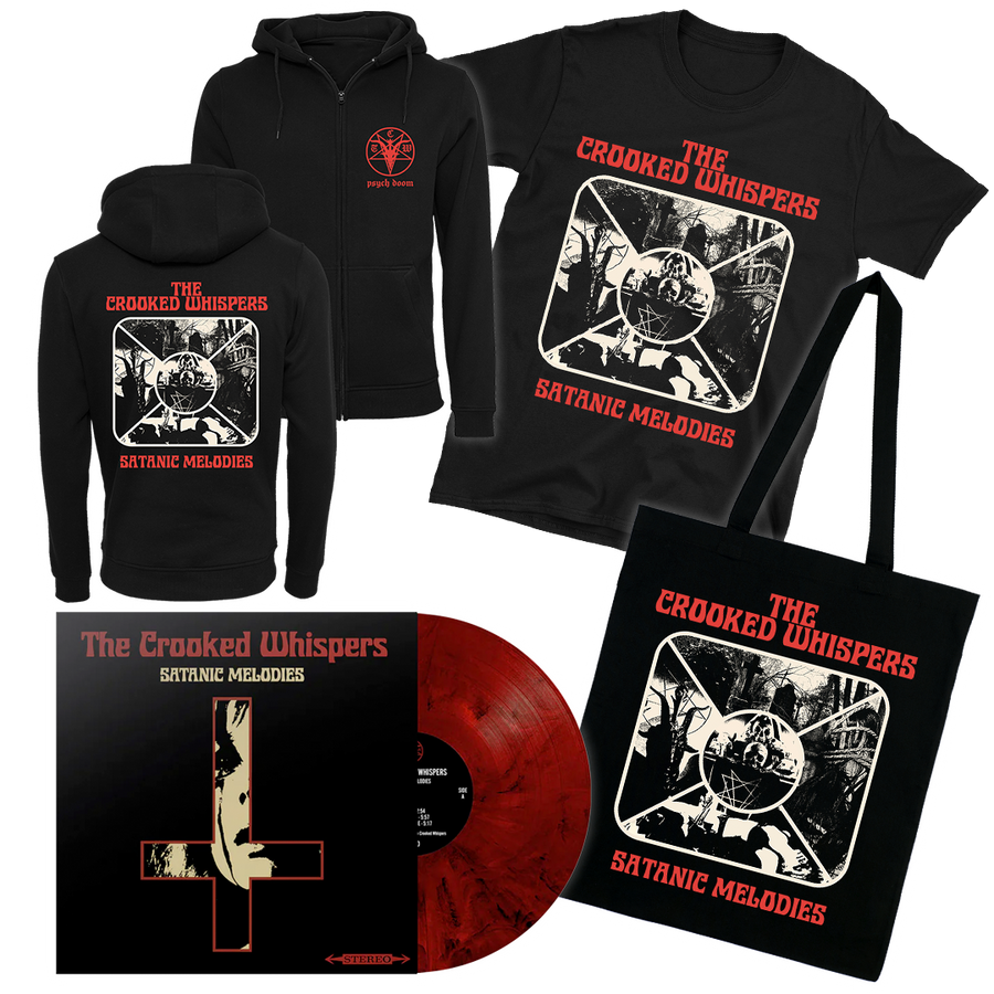 The Crooked Whispers - Satanic Melodies Vinyl + T-Shirt + Hoodie + Tote Bag Bundle