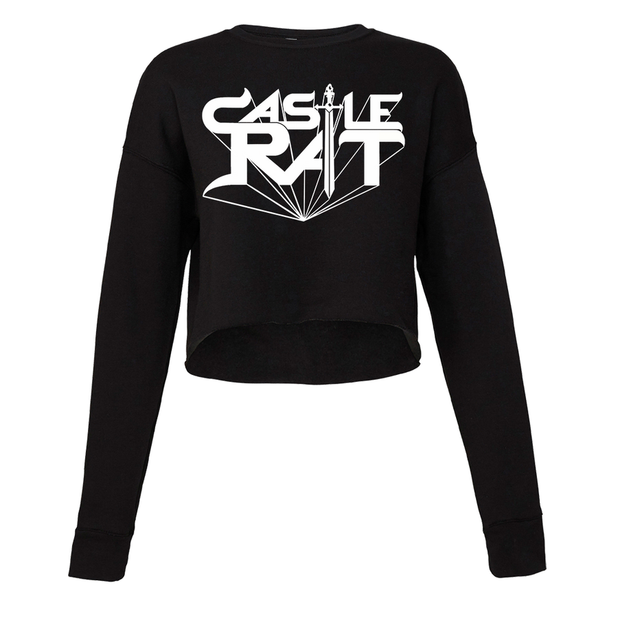 Castle Rat - Logo Women's Crop Crewneck Sweatshirt  - Black