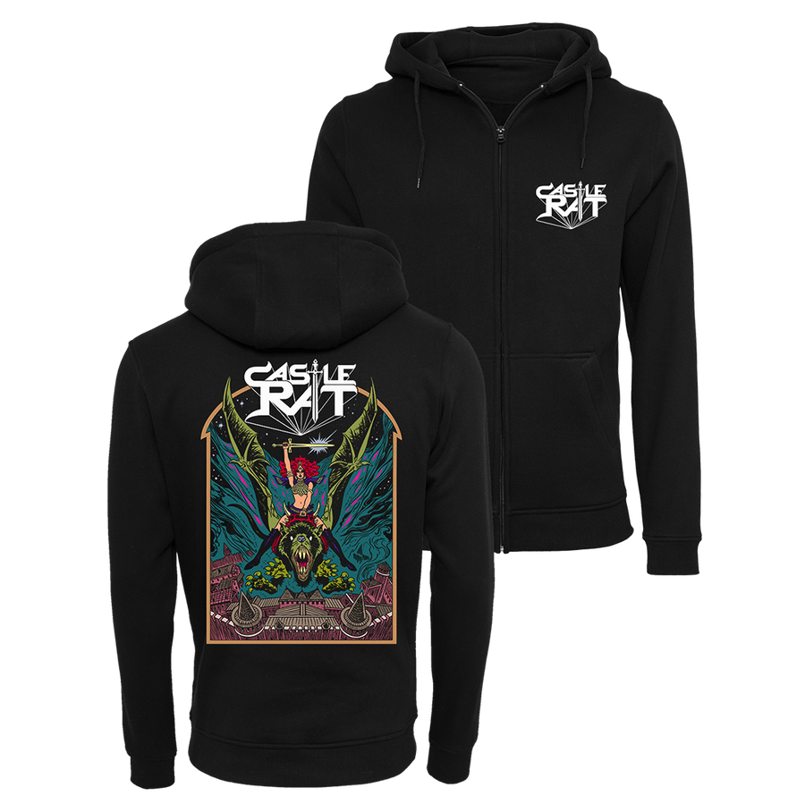 Castle Rat - Flying Rat (Colour) Zip Hoodie - Black