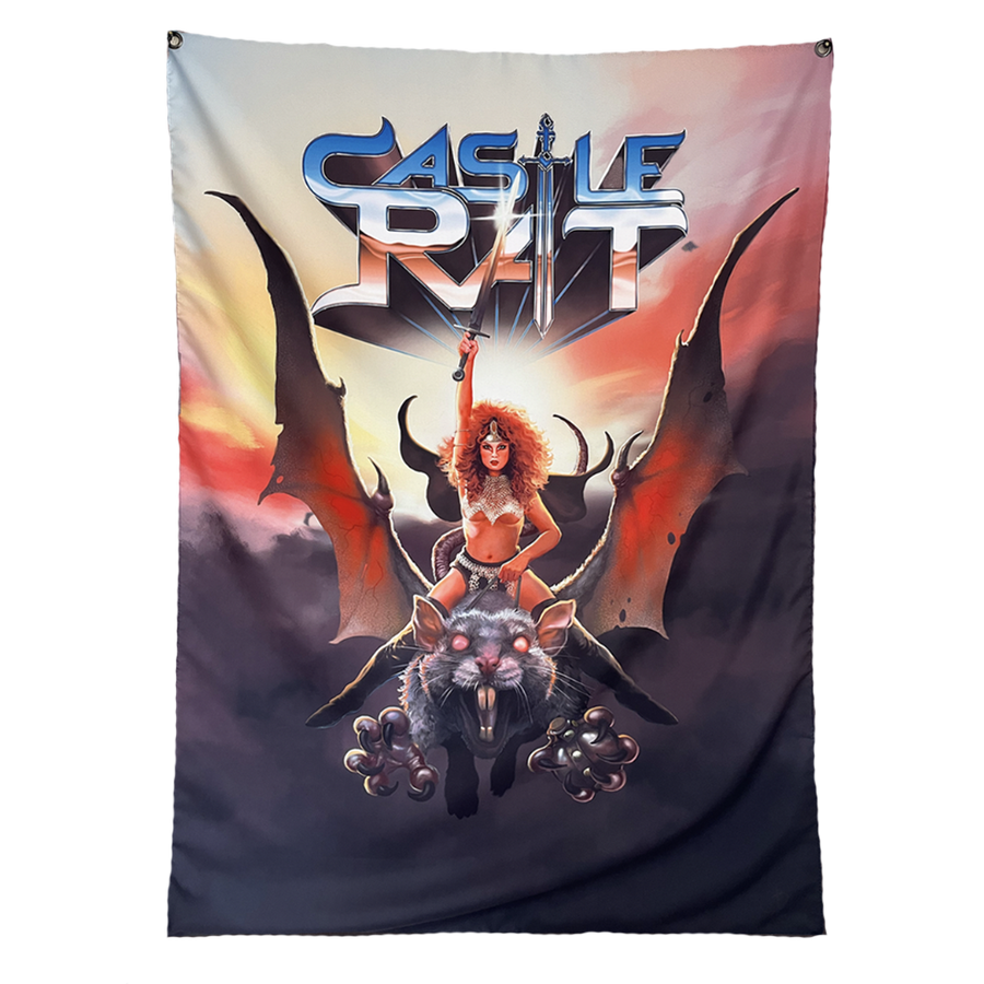 Castle Rat - Flying Rat Chrome Logo Flag