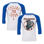 The Death Wheelers - Cycling For Satan Raglan - White/Royal Blue