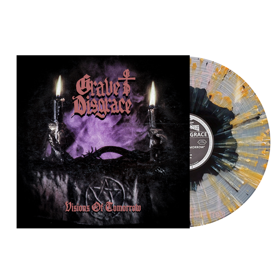 Grave Disgrace - Visions Of Tomorrow Vinyl LP - Black/Orange/White Splatter On Clear