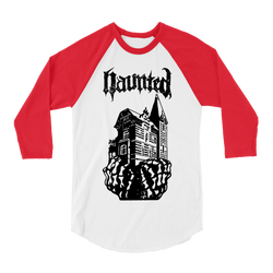 Haunted - Haunted Mansion Raglan - White/Red