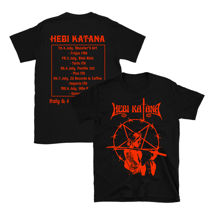 Hebi Katana - Italy & France 2024 Red Logo Tour T-Shirt - Black