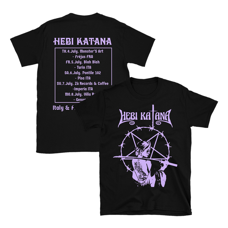 Hebi Katana - Italy & France 2024 Purple Logo Tour T-Shirt - Black