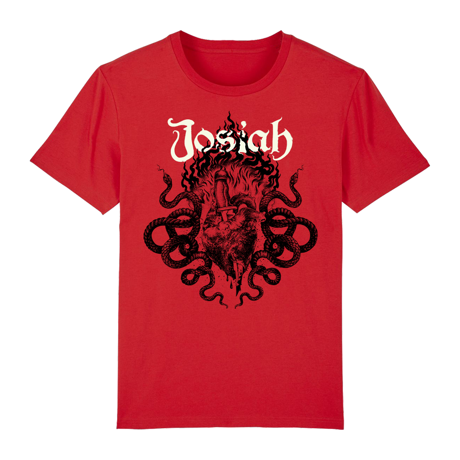 Josiah - Black Heart Cream Logo T-Shirt - Red
