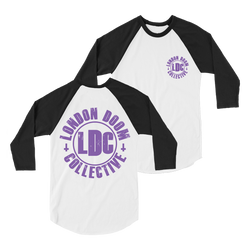 London Doom Collective - Purple Logo Double Sided Raglan - White/Black