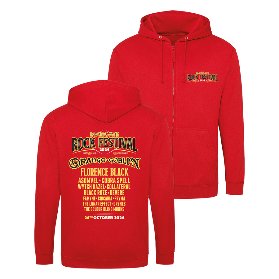 Margate Rock Festival 2024 Zip Hoodie - Red