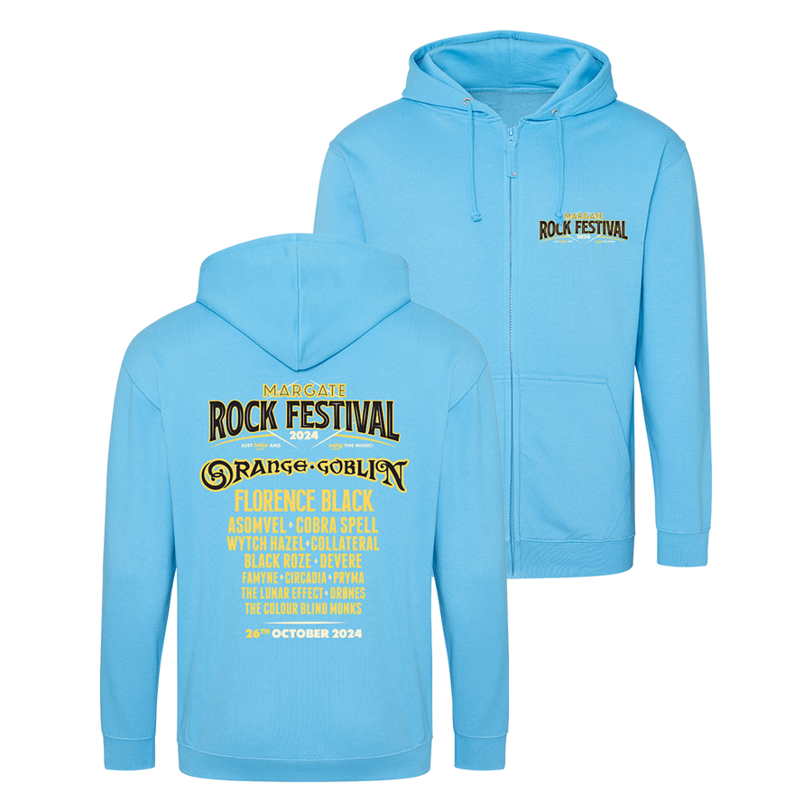 Margate Rock Festival 2024 Zip Hoodie - Hawaiian Blue