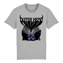 Outer Head - Catdemonium (Black/Purple) T-Shirt - Heather Grey