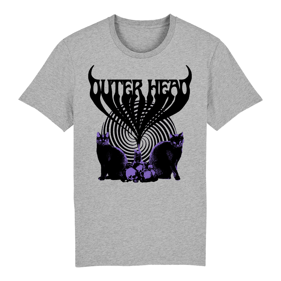 Outer Head - Catdemonium (Black/Purple) T-Shirt - Heather Grey