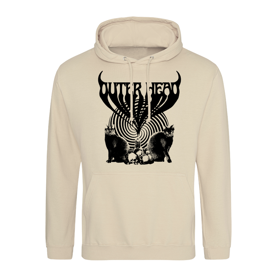 Outer Head - Catdemonium (Black) Pullover Hoodie - Sand