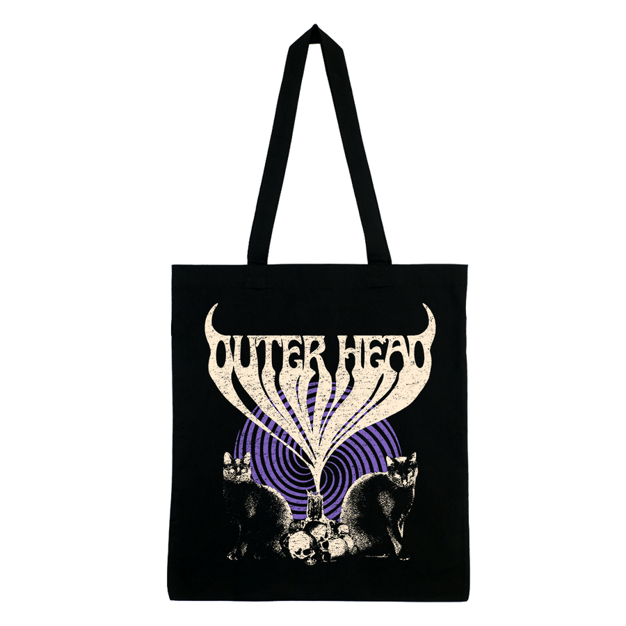 Outer Head - Catdemonium (Cream/Purple) Tote Bag - Black