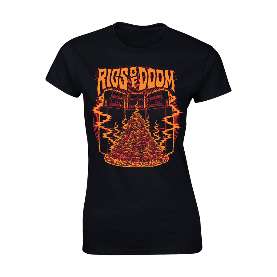 Rigs of Doom - Electric Skulls (Orange) Women's T-Shirt - Black