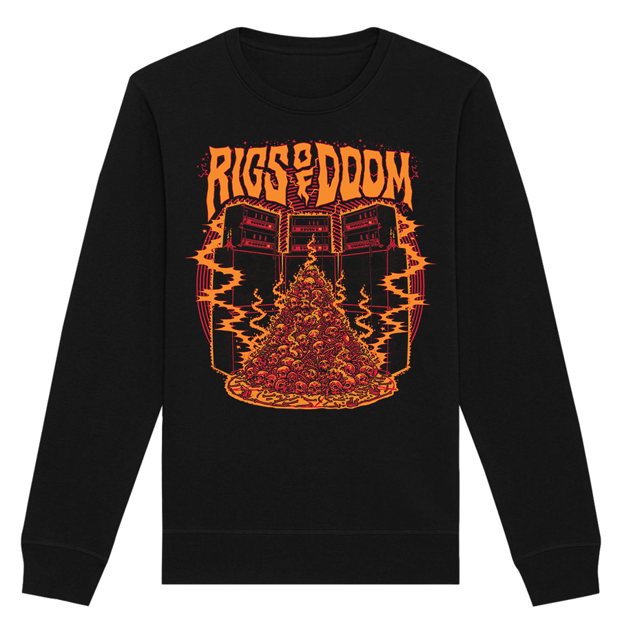 Rigs of Doom - Electric Skulls (Orange) Crewneck Sweatshirt - Black