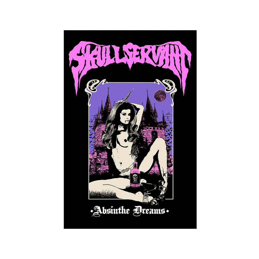 Skull Servant - Absinthe Dreams Black Art Print - Unframed