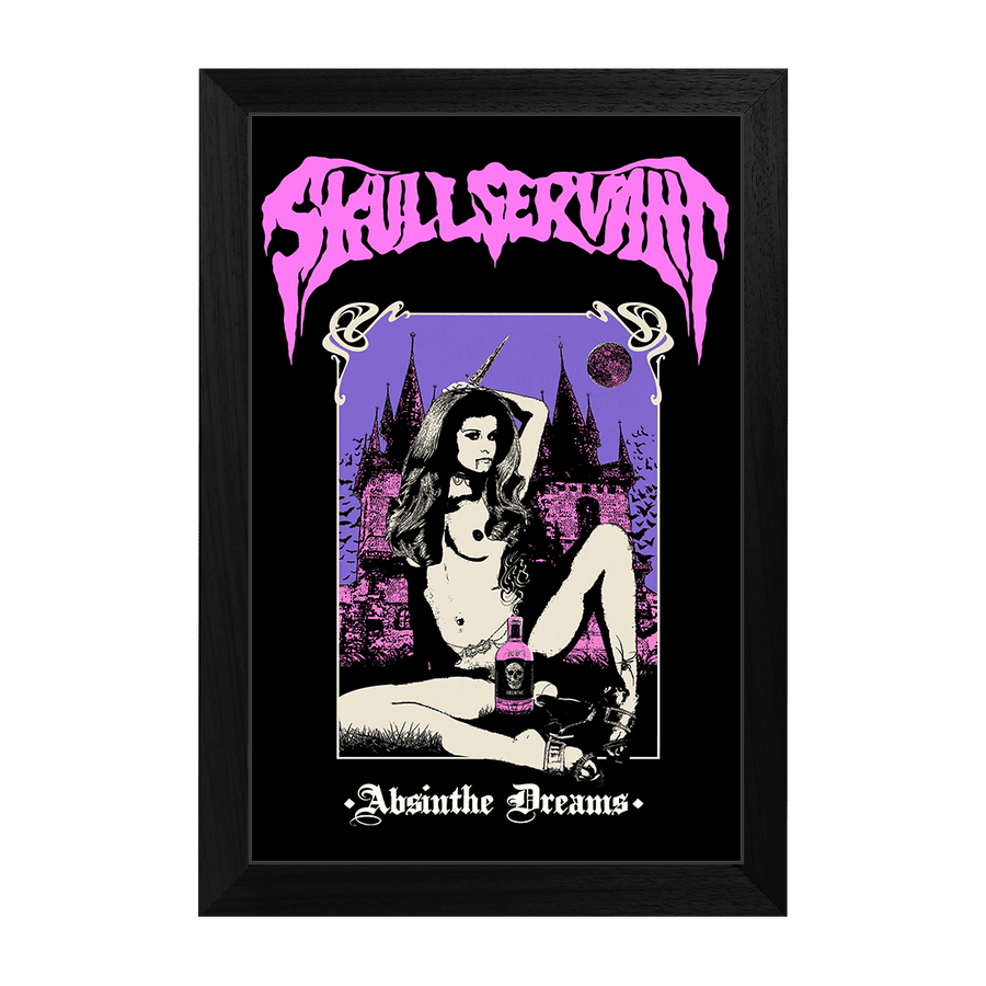 Skull Servant - Absinthe Dreams Black Art Print - Framed