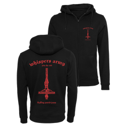 The Crooked Whispers - Whispers Army Red Logo Zip Hoodie - Black