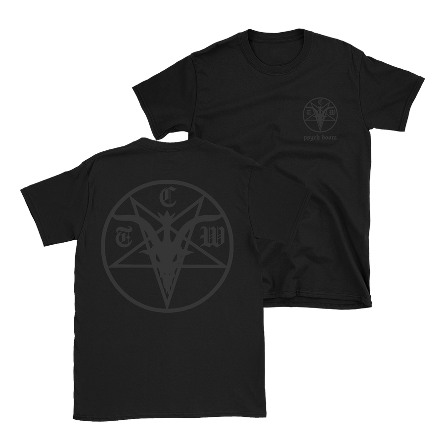 The Crooked Whispers - Pentagram Black Logo T-Shirt- Black