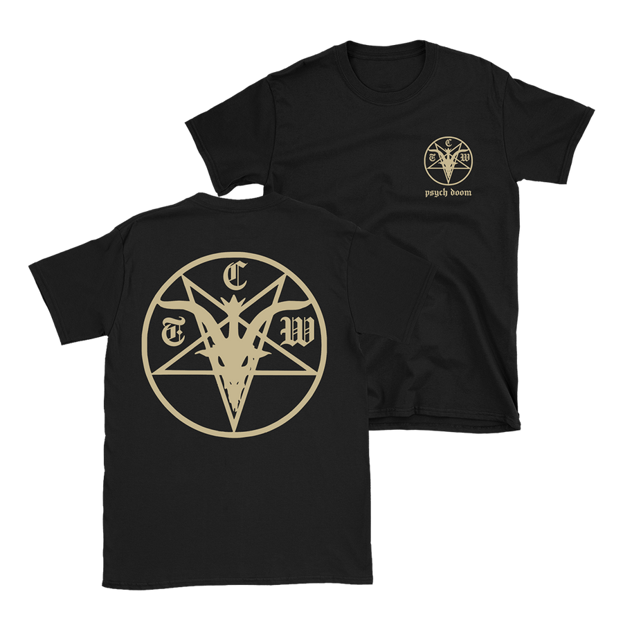 The Crooked Whispers - Pentagram Sand Logo T-Shirt- Black