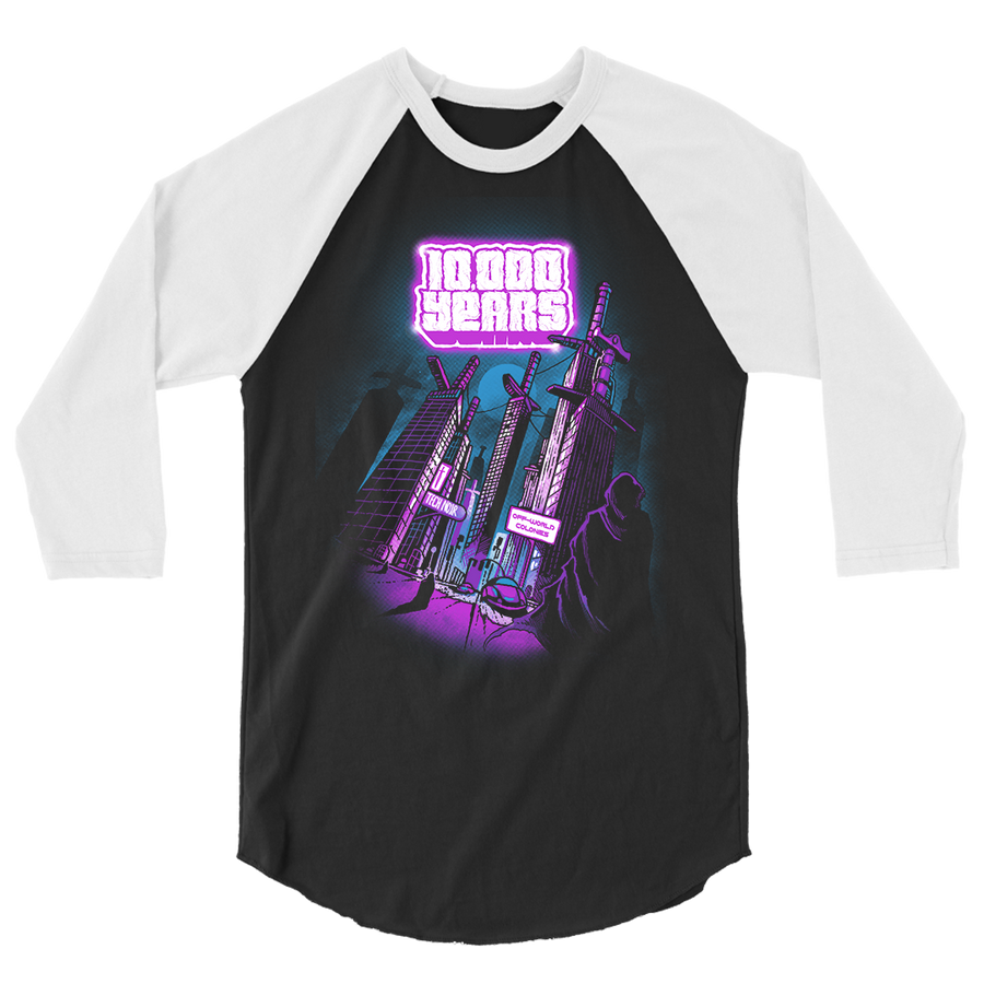 10,000 Years - Cyber City Raglan - Black/White