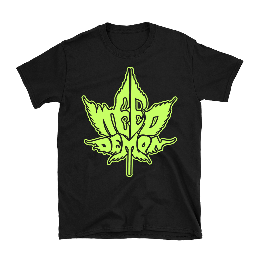 Weed Demon - Green Logo T-Shirt - Black