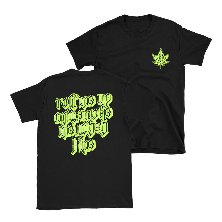 Weed Demon - Green Logo Double Sided T-Shirt - Black