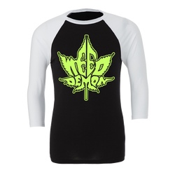 Weed Demon - Green Logo Raglan - Black/White