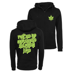 Weed Demon - Green Logo Zip Hoodie - Black