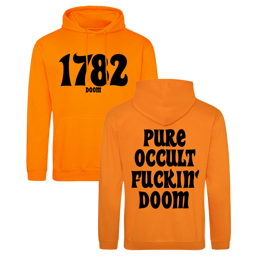 1782 - Pure Occult Fuckin’ Doom Black Logo Pullover Hoodie - Orange