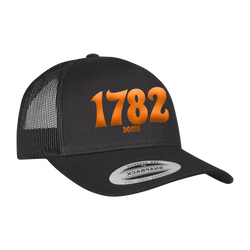 1782 - 1782 Doom Orange Logo Embroidered Trucker Cap - Black