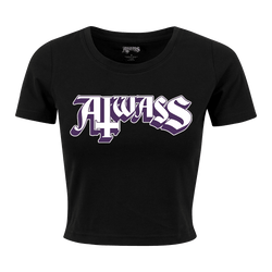 Aiwass - Purple & White Logo Women's Crop T-Shirt - Black
