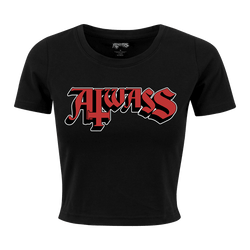 Aiwass - Black & Red Logo Women's Crop T-Shirt. - Black