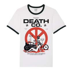 Death Co. - Come To The Sabbath Ringer T-Shirt - White/Black