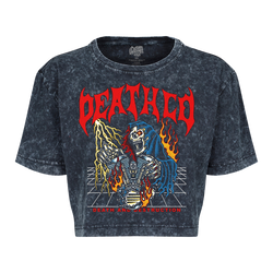 Death Co. - Megadeath Acid Wash Women's Crop T-Shirt - Black