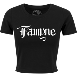 Famyne - White Logo Womens Crop T-Shirt - Black