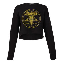 Helgi's - Welcome To Helgi's Gold Logo Women's Crop Crewneck Sweatshirt - Black