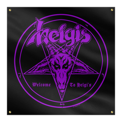 Helgi's - Welcome To Helgi's Purple Logo Flag